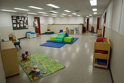 Room where children practice gross motor skills